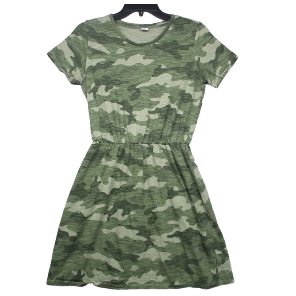 Old Navy Green Camouflage Lightweight Casual T-Shirt Dress Womens Size Small
